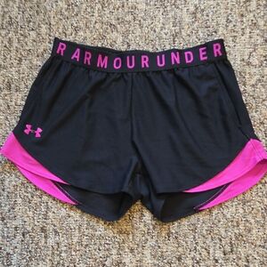 Under Armour Women's Black Shorts with Pink Trim